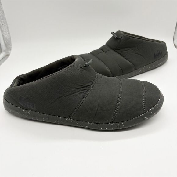 REI Co-op Men's Camp Dreamer Slip-Ons Gray Black Slippers Size 13 Quilted Puffer - Picture 1 of 7